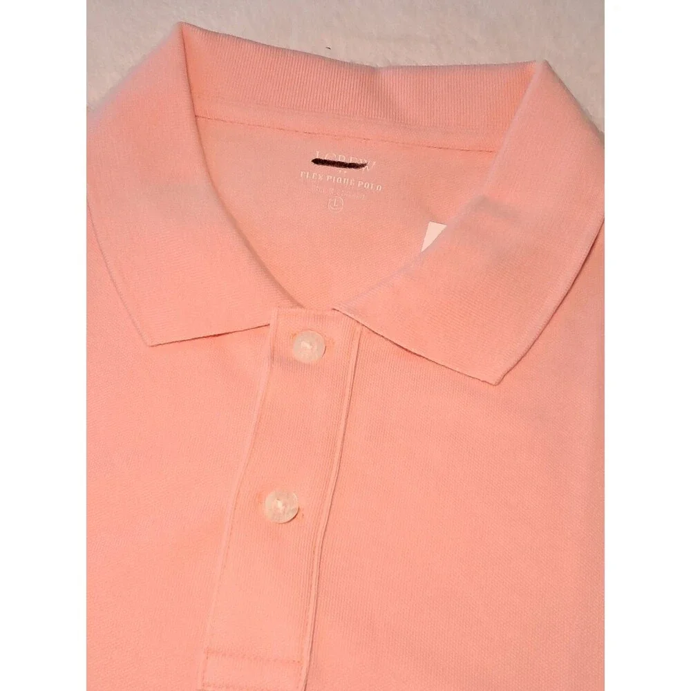 J.Crew Factory Flex Pique Polo Shirt Pink Short Sleeve CF936 PLS READ Size L NWT